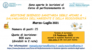 CORSO UNINA IN “GESTIONE IGIENICO SANITARIA DEGLI APIARI “